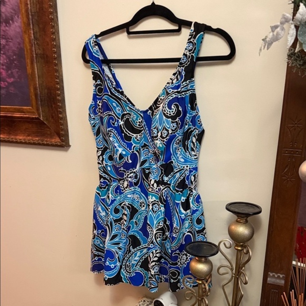 Cove Blue and Black Patterned swimsuit